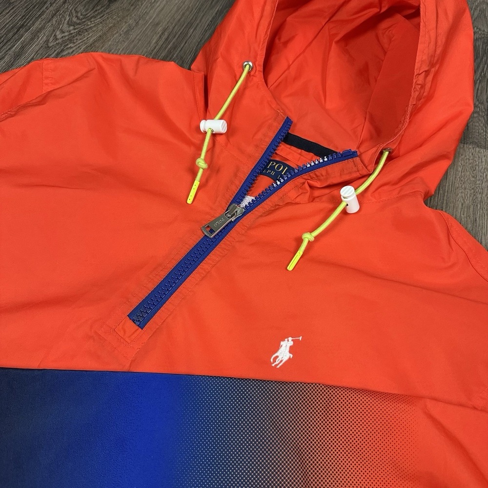 Polo Ralph Lauren Ombre Lightweight Pullover Jacket Mens Size Large Orange Blue - Picture 3 of 7